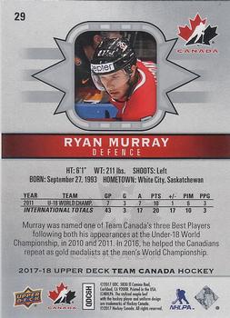 2017-18 Upper Deck Team Canada #29 Ryan Murray Back