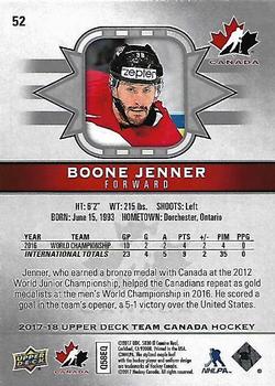 2017-18 Upper Deck Team Canada #52 Boone Jenner Back