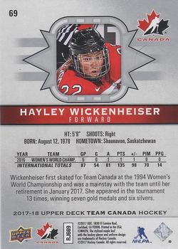 2017-18 Upper Deck Team Canada #69 Hayley Wickenheiser Back