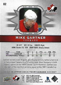 2017-18 Upper Deck Team Canada #82 Mike Gartner Back