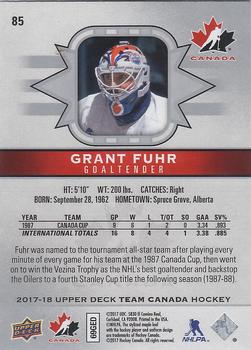 2017-18 Upper Deck Team Canada #85 Grant Fuhr Back