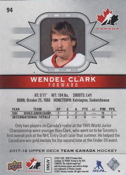 2017-18 Upper Deck Team Canada #94 Wendel Clark Back