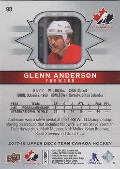 2017-18 Upper Deck Team Canada #98 Glenn Anderson Back