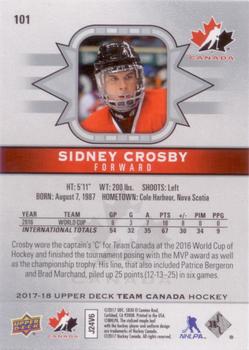2017-18 Upper Deck Team Canada #101 Sidney Crosby Back