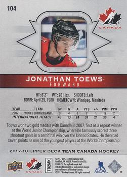 2017-18 Upper Deck Team Canada #104 Jonathan Toews Back