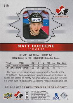 2017-18 Upper Deck Team Canada #119 Matt Duchene Back