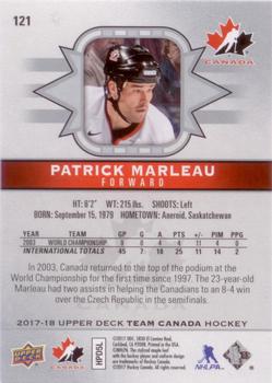 2017-18 Upper Deck Team Canada #121 Patrick Marleau Back
