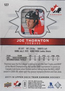 2017-18 Upper Deck Team Canada #127 Joe Thornton Back