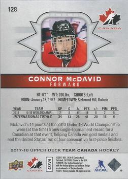 2017-18 Upper Deck Team Canada #128 Connor McDavid Back