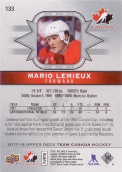 2017-18 Upper Deck Team Canada #133 Mario Lemieux Back
