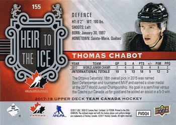 2017-18 Upper Deck Team Canada #155 Thomas Chabot Back