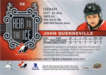 2017-18 Upper Deck Team Canada #158 John Quenneville Back