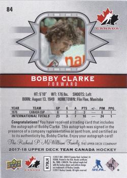 2017-18 Upper Deck Team Canada - Black Foil Signatures #84 Bobby Clarke Back
