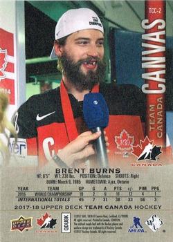 2017-18 Upper Deck Team Canada - Team Canada Canvas #TCC-2 Brent Burns Back