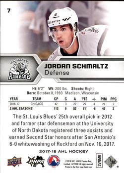 2017-18 Upper Deck AHL #7 Jordan Schmaltz Back