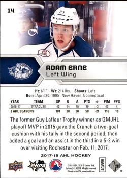 2017-18 Upper Deck AHL #14 Adam Erne Back