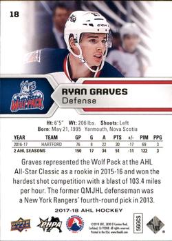 2017-18 Upper Deck AHL #18 Ryan Graves Back
