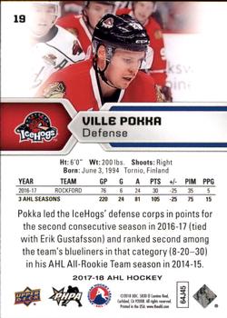 2017-18 Upper Deck AHL #19 Ville Pokka Back