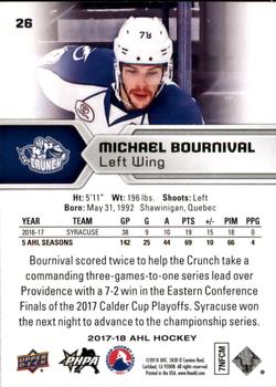 2017-18 Upper Deck AHL #26 Michael Bournival Back