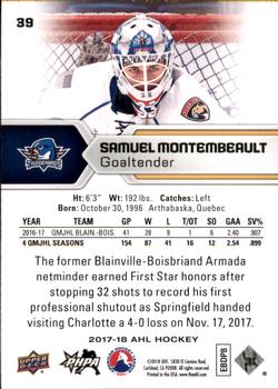 2017-18 Upper Deck AHL #39 Samuel Montembeault Back