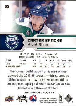 2017-18 Upper Deck AHL #52 Carter Bancks Back