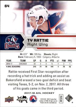 2017-18 Upper Deck AHL #64 Ty Rattie Back
