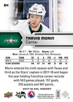 2017-18 Upper Deck AHL #84 Travis Morin Back