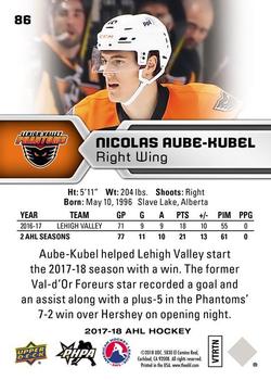 2017-18 Upper Deck AHL #86 Nicolas Aube-Kubel Back