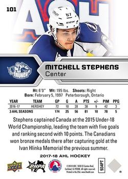 2017-18 Upper Deck AHL #101 Mitchell Stephens Back