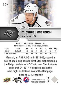 2017-18 Upper Deck AHL #104 Michael Mersch Back
