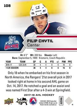 2017-18 Upper Deck AHL #108 Filip Chytil Back