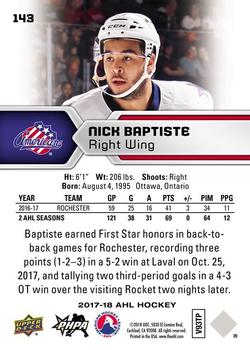 2017-18 Upper Deck AHL #143 Nick Baptiste Back