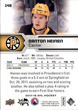 2017-18 Upper Deck AHL #149 Danton Heinen Back