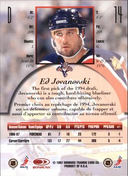 1997-98 Donruss Canadian Ice - Dominion Series Unnumbered #14 Ed Jovanovski Back