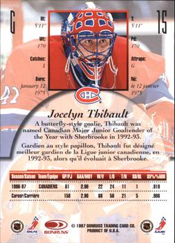 1997-98 Donruss Canadian Ice - Dominion Series Unnumbered #15 Jocelyn Thibault Back