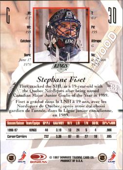 1997-98 Donruss Canadian Ice - Dominion Series Unnumbered #30 Stephane Fiset Back
