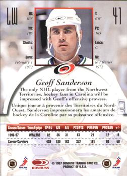 1997-98 Donruss Canadian Ice - Dominion Series Unnumbered #41 Geoff Sanderson Back