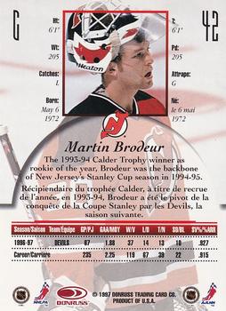 1997-98 Donruss Canadian Ice - Dominion Series Unnumbered #42 Martin Brodeur Back