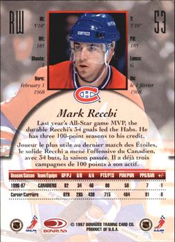 1997-98 Donruss Canadian Ice - Dominion Series Unnumbered #53 Mark Recchi Back