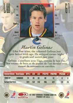 1997-98 Donruss Canadian Ice - Dominion Series Unnumbered #61 Martin Gelinas Back