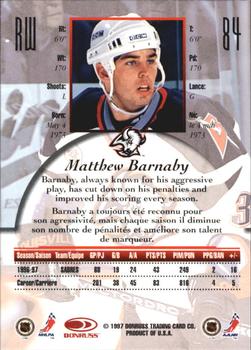 1997-98 Donruss Canadian Ice - Dominion Series Unnumbered #84 Matthew Barnaby Back