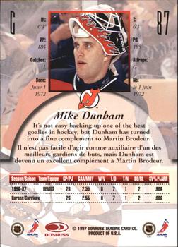 1997-98 Donruss Canadian Ice - Dominion Series Unnumbered #87 Mike Dunham Back