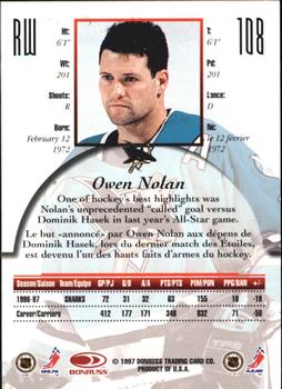 1997-98 Donruss Canadian Ice - Dominion Series Unnumbered #108 Owen Nolan Back