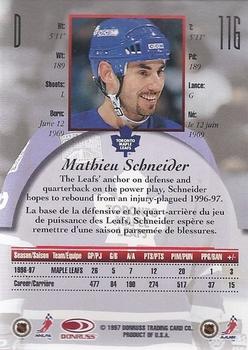 1997-98 Donruss Canadian Ice - Dominion Series Unnumbered #116 Mathieu Schneider Back