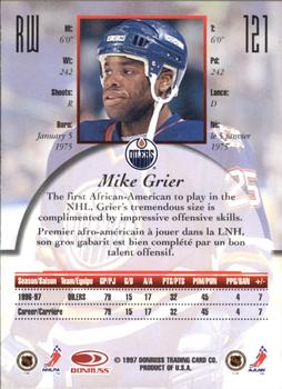 1997-98 Donruss Canadian Ice - Dominion Series Unnumbered #121 Mike Grier Back