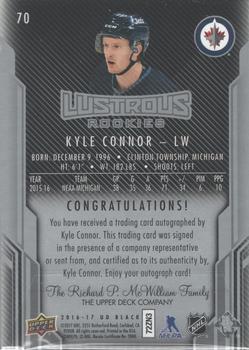 2016-17 Upper Deck Black - Lustrous Rookies Signatures #70 Kyle Connor Back