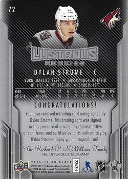 2016-17 Upper Deck Black - Lustrous Rookies Signatures #72 Dylan Strome Back