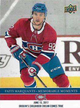 2017 Upper Deck Montreal Canadiens Memorable Moments #MC-0 Drouin's Childhood Dream Comes True Front