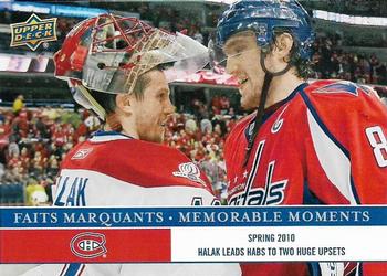 2017 Upper Deck Montreal Canadiens Memorable Moments #MC-3 Halak Leads Habs to Two Huge Upsets Front