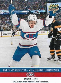 2017 Upper Deck Montreal Canadiens Memorable Moments #MC-7 Gallagher, Habs Win NHL Winter Classic Front